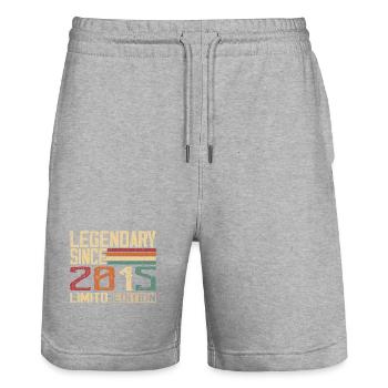 Original 2015 Vintage Cadeau D’anniversaire 2015 - Short de jogging bio TRAINER Stanley/Stella unisexe - gris chiné - Devant - Nik (191cm) & Marisol (170cm)