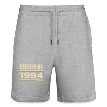 Original 1994 - Retro 1994 Birthday Gift - Stanley/Stella Trainer Unisex Organic Jogging Shorts - heather grey - Front - Nik (191cm) & Marisol (170cm)