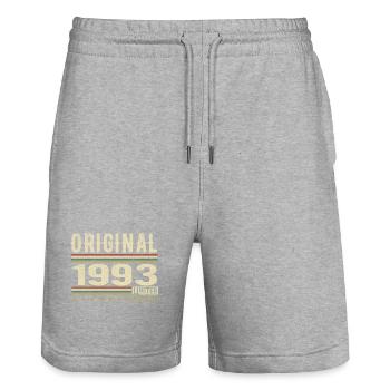 Original 1993 - Cadeau D’anniversaire Rétro 1993 - Short de jogging bio TRAINER Stanley/Stella unisexe - gris chiné - Devant - Nik (191cm) & Marisol (170cm)