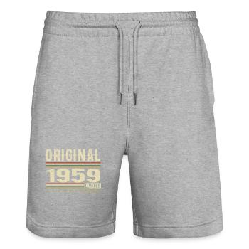 Original 1959 - Retro 1959 Geburtstagsgeschenk - Stanley/Stella Unisex Bio Joggingshorts Trainer  - Grau meliert - Vorne - Nik (191cm) & Marisol (170cm)