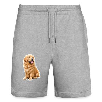 Golden retriever - Short de jogging bio TRAINER Stanley/Stella unisexe - gris chiné - Devant - Nik (191cm) & Marisol (170cm)