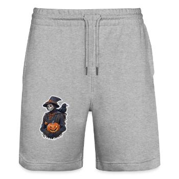 Vogelscheuche Halloween - Stanley/Stella Unisex Bio Joggingshorts Trainer  - Grau meliert - Vorne - Nik (191cm) & Marisol (170cm)