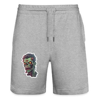 Zombi - Short de jogging bio TRAINER Stanley/Stella unisexe - gris chiné - Devant - Nik (191cm) & Marisol (170cm)