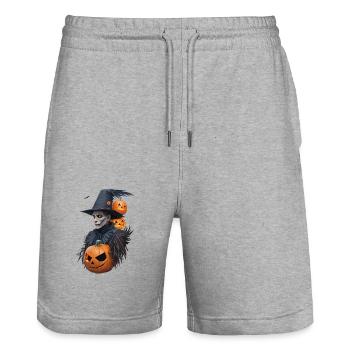 Halloween Scarecrow - Stanley/Stella Trainer Unisex Organic Jogging Shorts - heather grey - Front - Nik (191cm) & Marisol (170cm)