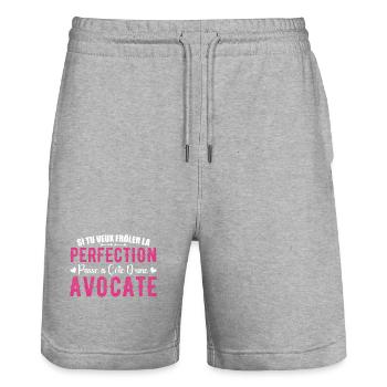 La Perfection C'est à Côté D'une Avocate - Short de jogging bio TRAINER Stanley/Stella unisexe - gris chiné - Devant - Nik (191cm) & Marisol (170cm)