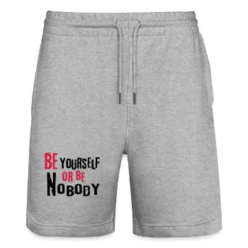 Be yourself or be nobody self-confident sayings - Stanley/Stella Trainer Unisex Organic Jogging Shorts - heather grey - Front - Nik (191cm) & Marisol (170cm)