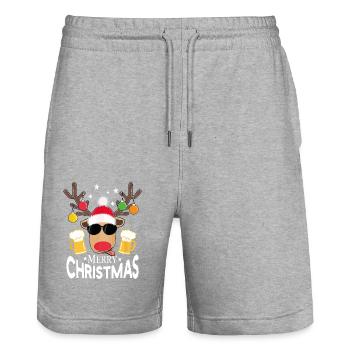 Christmas Rennes Drinking Beer Merry Christmas - Stanley/Stella Trainer Unisex Organic Jogging Shorts - heather grey - Front - Nik (191cm) & Marisol (170cm)