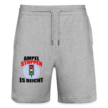 Ampel Regierung Scholz Baerbock Habeck Grüne SPD - Stanley/Stella Unisex Bio Joggingshorts Trainer  - Grau meliert - Vorne - Nik (191cm) & Marisol (170cm)