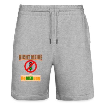 Ampel Regierung Scholz Baerbock Habeck Grüne SPD - Stanley/Stella Unisex Bio Joggingshorts Trainer  - Grau meliert - Vorne - Nik (191cm) & Marisol (170cm)
