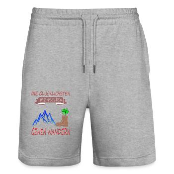 Natur Wandern Berge Gesundheit Glück Stiefel - Stanley/Stella Unisex Bio Joggingshorts Trainer  - Grau meliert - Vorne - Nik (191cm) & Marisol (170cm)