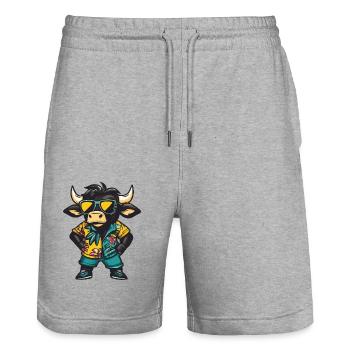 Stier Comic Lustig Sommer - Stanley/Stella Unisex Bio Joggingshorts Trainer  - Grau meliert - Vorne - Nik (191cm) & Marisol (170cm)