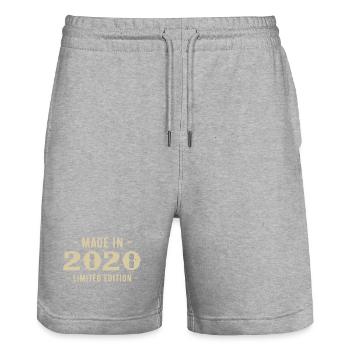Vintage 2020 Limited Edition Gift 2020 - Stanley/Stella Trainer Unisex Organic Jogging Shorts - heather grey - Front - Nik (191cm) & Marisol (170cm)