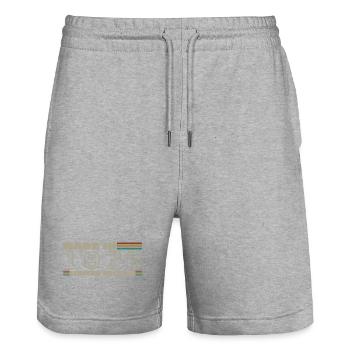 Jahrgang 1975 1975 Jahrgang 1975 Geburtstagsgeschenk - Stanley/Stella Unisex Bio Joggingshorts Trainer  - Grau meliert - Vorne - Nik (191cm) & Marisol (170cm)