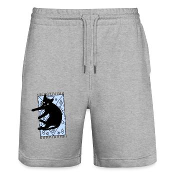Cat on the carpet - Stanley/Stella Trainer Unisex Organic Jogging Shorts - heather grey - Front - Nik (191cm) & Marisol (170cm)