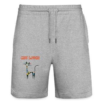 Cat Lover Katze Miró Kunst Malen Katzendame Lustig - Stanley/Stella Unisex Bio Joggingshorts Trainer  - Grau meliert - Vorne - Nik (191cm) & Marisol (170cm)