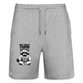 Valentine's Day Raccoon Popcorn Cupid Funny Naughty - Stanley/Stella Trainer Unisex Organic Jogging Shorts - heather grey - Front - Nik (191cm) & Marisol (170cm)