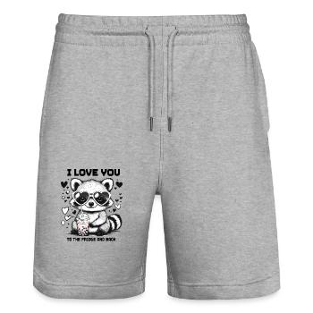 Valentinstag Waschbär Geburtstag Muttertag Lustig - Stanley/Stella Unisex Bio Joggingshorts Trainer  - Grau meliert - Vorne - Nik (191cm) & Marisol (170cm)