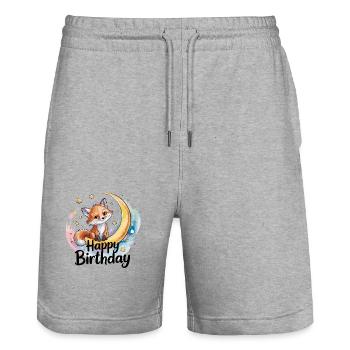 Fox Happy Birthday Birthday Moon Stars Kids - Stanley/Stella Trainer Unisex Organic Jogging Shorts - heather grey - Front - Nik (191cm) & Marisol (170cm)