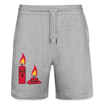 2 kerzen team paar lustig traurig abgebrannt comic - Stanley/Stella Unisex Bio Joggingshorts Trainer  - Grau meliert - Vorne - Nik (191cm) & Marisol (170cm)