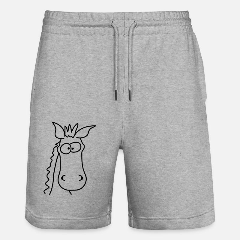 Funny Comic Horse - Short de jogging bio TRAINER Stanley/Stella unisexe - gris chiné