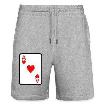 Herz Aß Spielkarte Poker Geschenkidee - Stanley/Stella Unisex Bio Joggingshorts Trainer  - Grau meliert - Vorne - Nik (191cm) & Marisol (170cm)