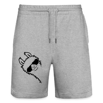 Lama regarde de côté - Short de jogging bio TRAINER Stanley/Stella unisexe - gris chiné - Devant - Nik (191cm) & Marisol (170cm)