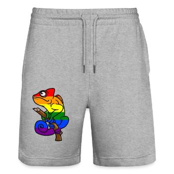 Caméléon LBGT Gay Pride Coloré Été - Short de jogging bio TRAINER Stanley/Stella unisexe - gris chiné - Devant - Nik (191cm) & Marisol (170cm)