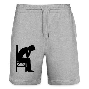 Depression sitzend Design - Stanley/Stella Unisex Bio Joggingshorts Trainer  - Grau meliert - Vorne - Nik (191cm) & Marisol (170cm)