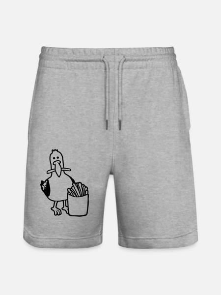 Stolen fries happy seagull - Stanley/Stella Trainer Unisex Organic Jogging Shorts - heather grey