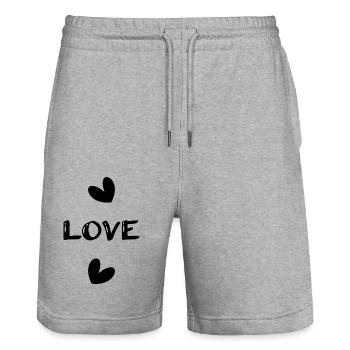 LIEBE. PAAR. ICH HABE GERADE GEHEIRATET. Junggesellinnenabschied. HEILIGER VALENTINSTAG. - Stanley/Stella Unisex Bio Joggingshorts Trainer  - Grau meliert - Vorne - Nik (191cm) & Marisol (170cm)