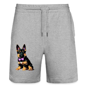 Chiot Berger Allemand Costume Propriétaire de Chien - Short de jogging bio TRAINER Stanley/Stella unisexe - gris chiné - Devant - Nik (191cm) & Marisol (170cm)