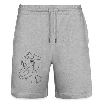 Paire 2 - Short de jogging bio TRAINER Stanley/Stella unisexe - gris chiné - Devant - Nik (191cm) & Marisol (170cm)