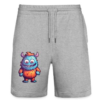 Petit monstre « Munchkin » dans le style comique - Short de jogging bio TRAINER Stanley/Stella unisexe - gris chiné - Devant - Nik (191cm) & Marisol (170cm)