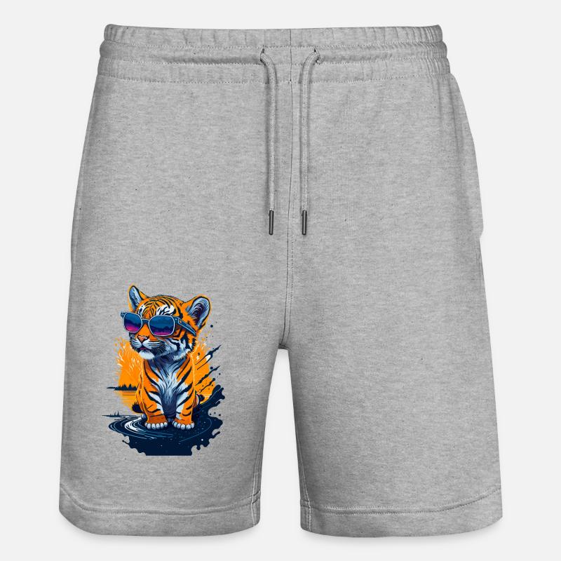 Mignon bébé tigre - Short de jogging bio TRAINER Stanley/Stella unisexe - gris chiné