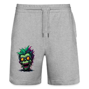 Colorful cool zombie - Stanley/Stella Trainer Unisex Organic Jogging Shorts - heather grey - Front - Nik (191cm) & Marisol (170cm)