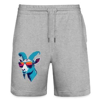 Goat Rebellion - Stanley/Stella Trainer Unisex Organic Jogging Shorts - heather grey - Front - Nik (191cm) & Marisol (170cm)