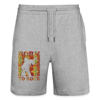 Groupe de musique rock Guitare rétro Heavy Metal vintage - Short de jogging bio TRAINER Stanley/Stella unisexe - gris chiné - Devant - Nik (191cm) & Marisol (170cm)