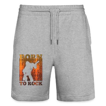 Rock Music Band Retro Guitar Vintage Heavy Metal - Stanley/Stella Trainer Unisex Organic Jogging Shorts - heather grey - Front - Nik (191cm) & Marisol (170cm)