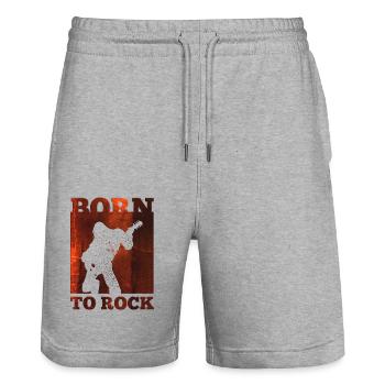 Rock Music Band Retro Gitarre Vintage Heavy Metal - Stanley/Stella Unisex Bio Joggingshorts Trainer  - Grau meliert - Vorne - Nik (191cm) & Marisol (170cm)