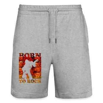 Rock Music Band Retro Guitar Vintage Heavy Metal - Stanley/Stella Trainer Unisex Organic Jogging Shorts - heather grey - Front - Nik (191cm) & Marisol (170cm)