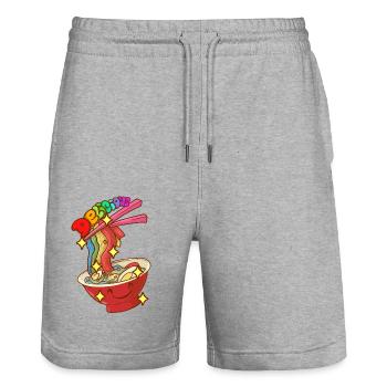 delicious rainbow noodle kawaii style for LGBT+ - Stanley/Stella Trainer Unisex Organic Jogging Shorts - heather grey - Front - Nik (191cm) & Marisol (170cm)