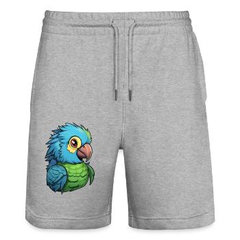 Papagei - Stanley/Stella Unisex Bio Joggingshorts Trainer  - Grau meliert - Vorne - Nik (191cm) & Marisol (170cm)