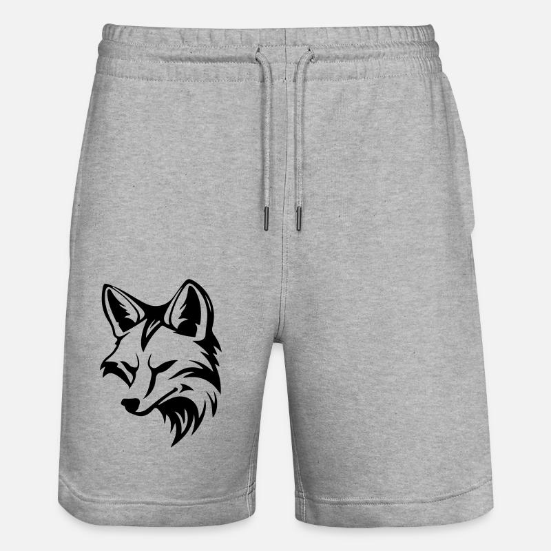 Fuchs Kopf Tier Silhouette - Stanley/Stella Unisex Bio Joggingshorts Trainer  - Grau meliert
