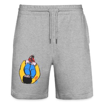 Hip Hop v2 00 - Stanley/Stella Trainer Unisex Organic Jogging Shorts - heather grey - Front - Nik (191cm) & Marisol (170cm)