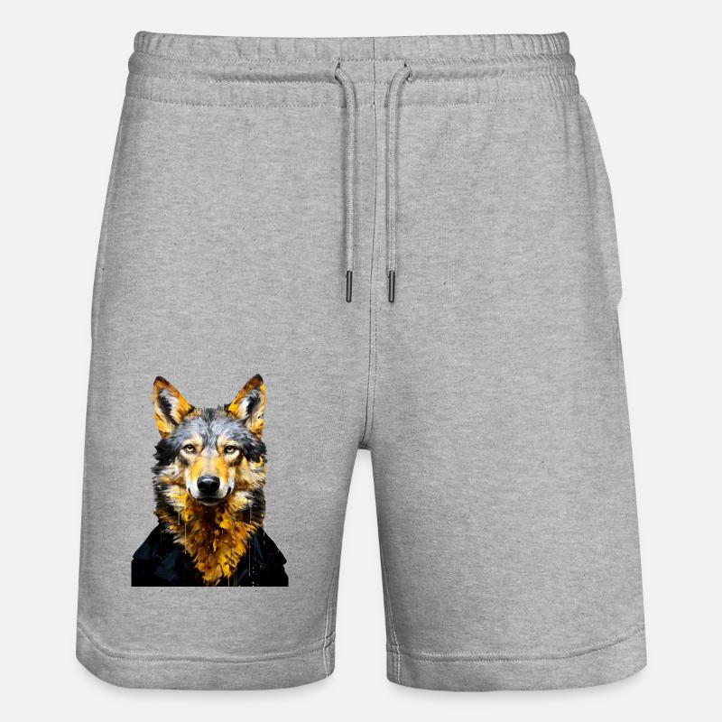 Wolf Tierkunst #wolf - Stanley/Stella Unisex Bio Joggingshorts Trainer  - Grau meliert