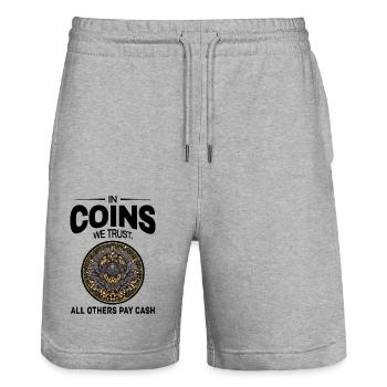 Numismatique de collection de pièces de monnaie - Short de jogging bio TRAINER Stanley/Stella unisexe - gris chiné - Devant - Nik (191cm) & Marisol (170cm)