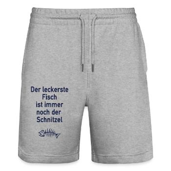 Der leckerste Fisch ist immer noch der Schnitzel - Stanley/Stella Unisex Bio Joggingshorts Trainer  - Grau meliert - Vorne - Nik (191cm) & Marisol (170cm)