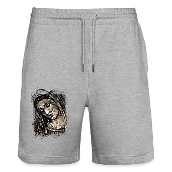 Jesus god gud Maria Madonna Mariana Virgin Mary - Stanley/Stella Trainer Unisex Organic Jogging Shorts - heather grey - Front - Nik (191cm) & Marisol (170cm)