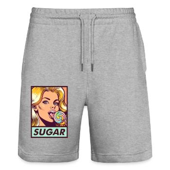 retro sugar girl - Stanley/Stella Trainer Unisex Organic Jogging Shorts - heather grey - Front - Nik (191cm) & Marisol (170cm)