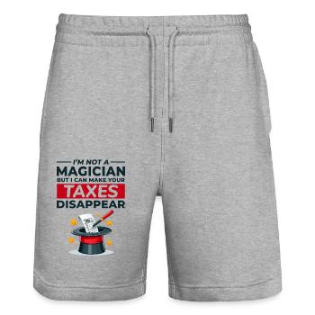 Comptable Magicien Faire disparaître les impôts Drôle - Short de jogging bio TRAINER Stanley/Stella unisexe - gris chiné - Devant - Nik (191cm) & Marisol (170cm)